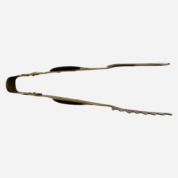 Vintage Server Thai Handmade Brass Wood Ice Tongs Cake Shrimps Serving Tongs - Picture 6 of 7